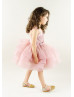 Mauve Leaf Embroidery Tulle Flower Girl Dress